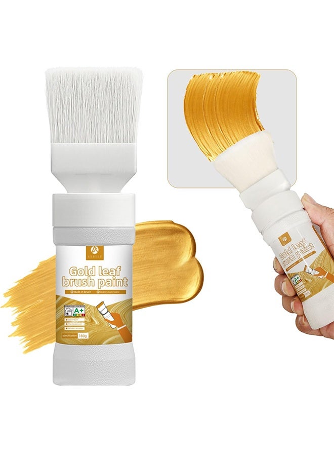 ASHILE Gold Leaf Brush Paint, Liquid Gold Leaf Paint 180g, 2 in 1 Paint for Art Painting, Handcrafts, Canvas, Wood, Fabric, Ceramic, Non-Toxic, Non-Fading Rock, Ideal for Kids, Artist & Beginners - Image 1